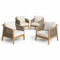 4er-Set Outdoor-Stühle aus Akazienholz und Seilgewebe Beige