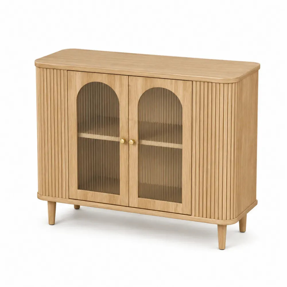 Eichenholzschrank mit Glastüren 80x35x75 cm