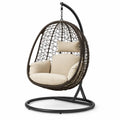 Hängesessel Stahlrahmen Rattan Dunkelbraun Beige