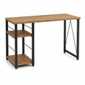 Schreibtisch mit Spanplatte und Stahlregalen Braun/Schwarz 120x60x75 cm