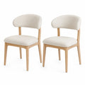 Esszimmerstuhl 2er Set Stoff Eichenholz Beige