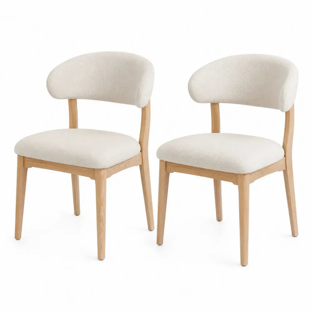 Esszimmerstuhl 2er Set Stoff Eichenholz Beige