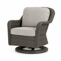 Drehbarer Sessel aus Polyrattan mit Kissen, Grau