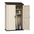 Gartenschrank aus Polypropylen mit Riegelschloss Beige/Braun 140x75x205 cm