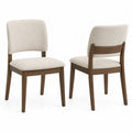 Esszimmerstühle Set aus Massivholz und Polyester, Beige, 82cm