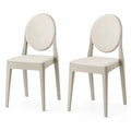 2er Set Esszimmerstühle Beige Kunststoffrahmen Kunstleder