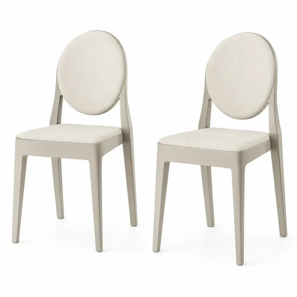 2er Set Esszimmerstühle Beige Kunststoffrahmen Kunstleder