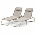 2er Set Sonnenliegen Beige Aluminium Textilene Verstellbar