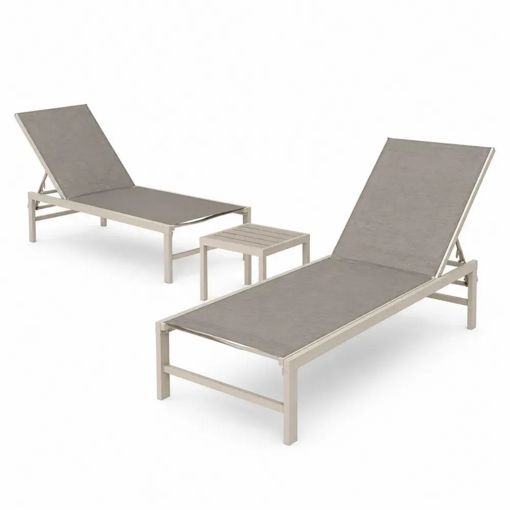 Aluminium Gartenliegen Set mit Textilene in Taupe