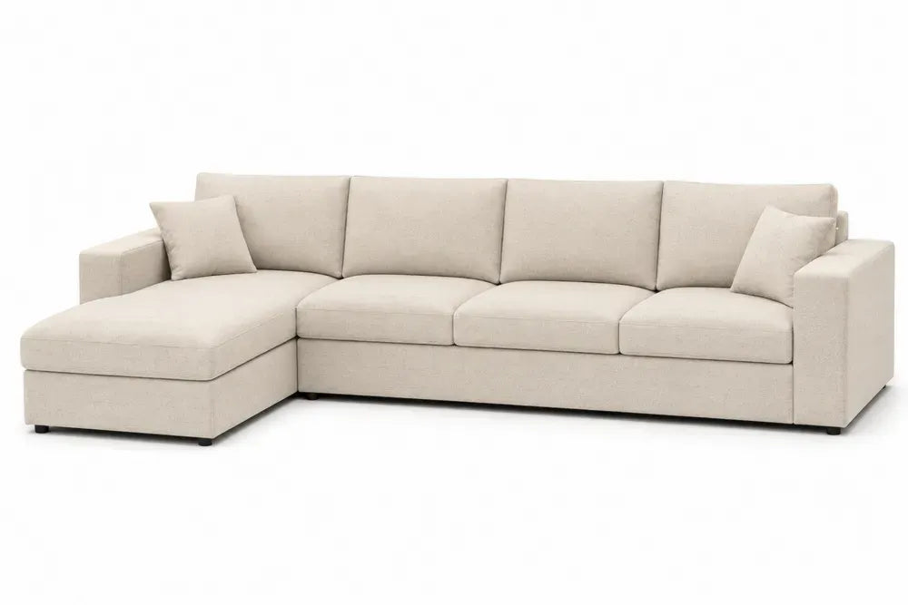 Ecksofa Beige Stoff