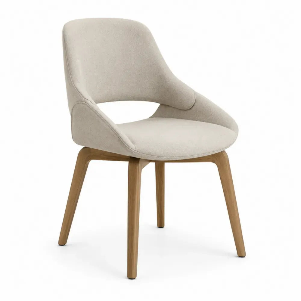 Esszimmerstuhl Holzrahmen Stoff Beige