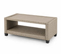 Rechteckiger Tisch aus Polyethylen-Geflecht und Holz 110x55x45 cm