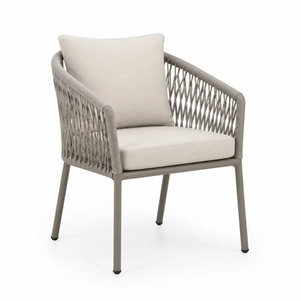 Aluminiumstuhl mit Kissen Taupe Beige 65x62x88cm