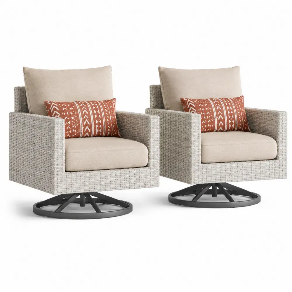 2er Set Rattan-Gartensessel mit Drehfunktion
