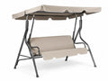 Hollywoodschaukel Metall Beige Verstellbares Vordach 190cm
