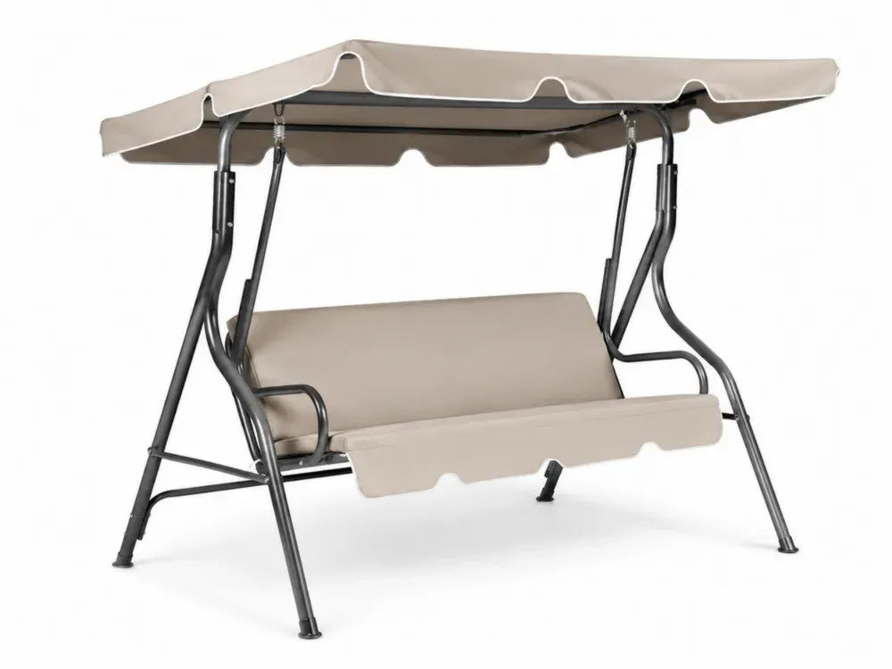Hollywoodschaukel Metall Beige Verstellbares Vordach 190cm
