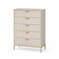 Kommode mit 5 Schubladen Beige Spanplatte Metall 120x80x40cm