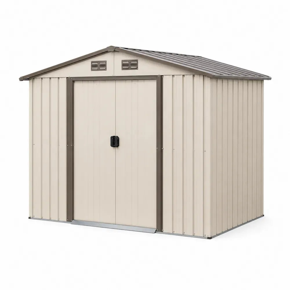 Metall Gartenschuppen verzinkter Stahl Beige 213x127x185 cm