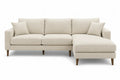 Ecksofa Beige Stoff Holzfüße