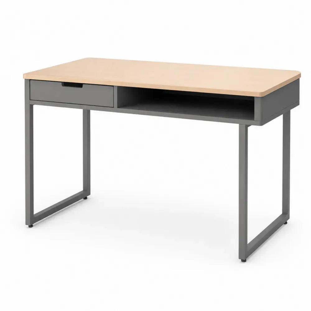 Schreibtisch mit MDF-Holzoptik und Stahlrahmen 120 cm