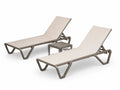 2-teiliges Aluminium-Sonnenliegen-Set mit Tisch Beige