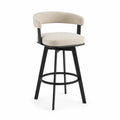 Drehbarer Barhocker aus Polyester Beige Schwarz mit Metallgestell