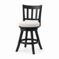 Drehbarer Barhocker Massivholz Schwarz Creme Polstersitz