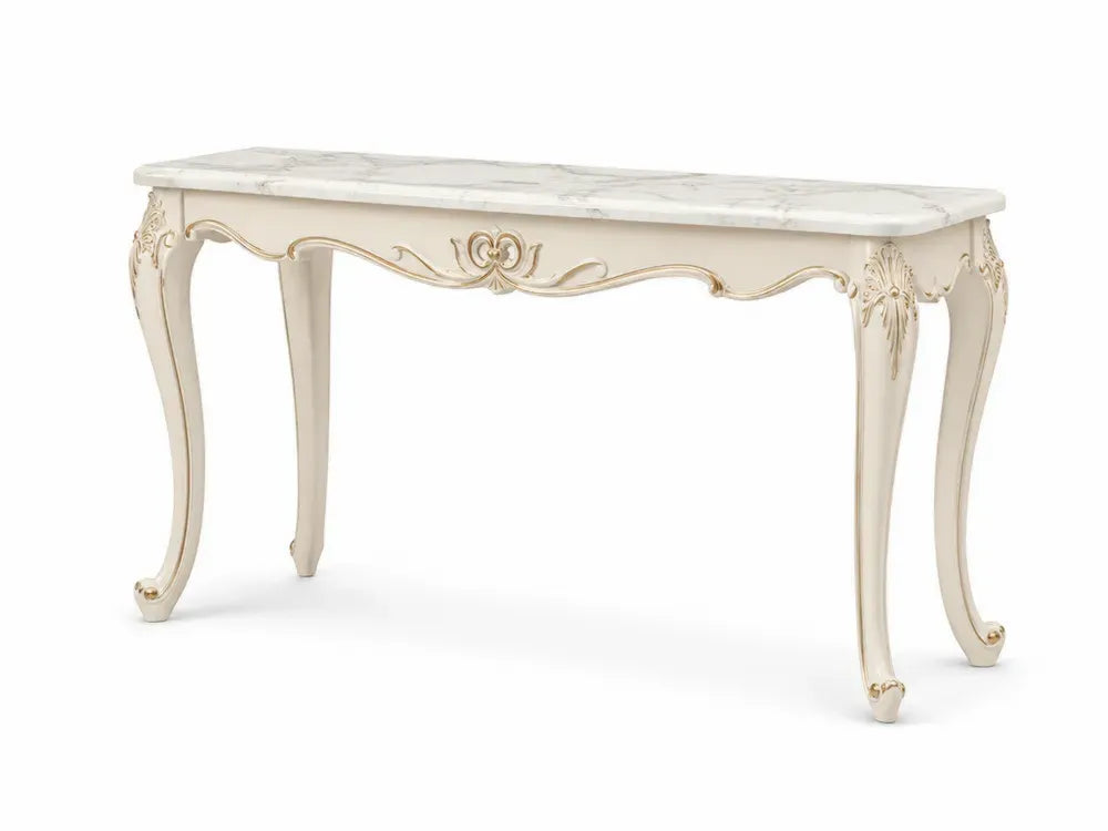 Konsolentisch Holzfaserplatte Marmoroptik Creme 120x40x80cm