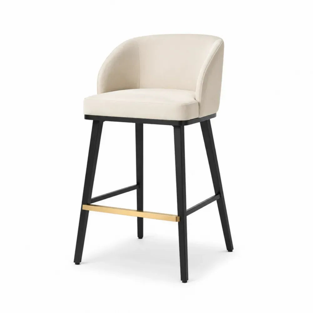 Barhocker Metallrahmen Lederimitat Creme
