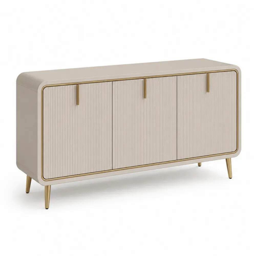 Sideboard Beige aus MDF und Metall 160x40x80 cm